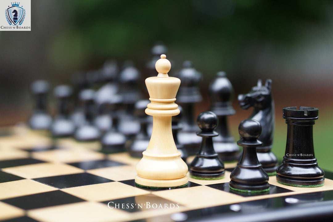 Combo Chess Set | 1920 German Collectors Reproduced Chess Pieces with 19" Ebony Board - Chess'n'Boards