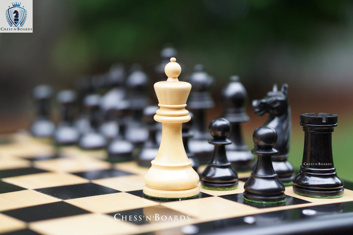 Combo Chess Set | 1920 German Collectors Reproduced Chess Pieces with 19" Ebony Board - Chess'n'Boards