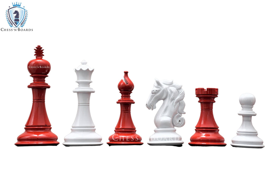 Painted Columbian 4.5 King /The Shera Series Chess Pieces - Chess'n'Boards