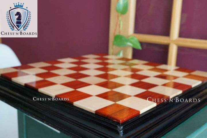 Tournament Style Premium Quality 25" Padauk and Maple Chess Board - Chess'n'Boards