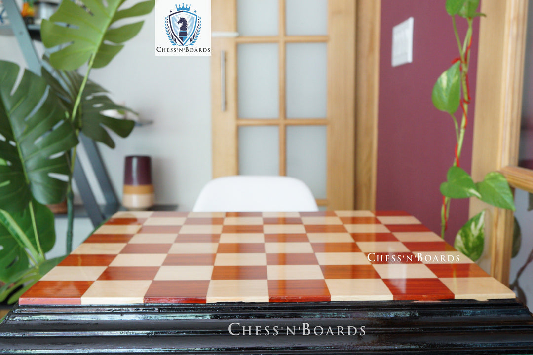 Tournament Style Premium Quality 25" Padauk and Maple Chess Board - Chess'n'Boards