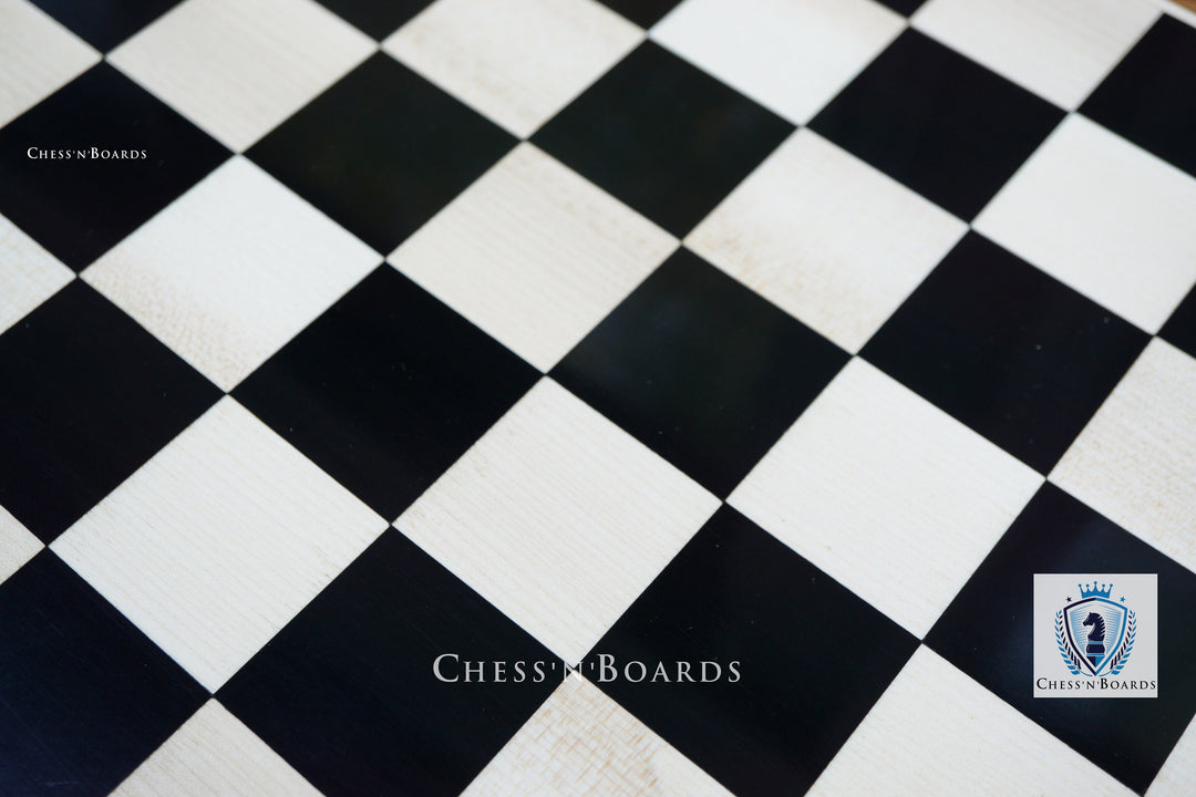 Ebony Wood Chess Board | Bottom Felted Solid Ebony wood Square with Golden Rosewood Border - Chess'n'Boards