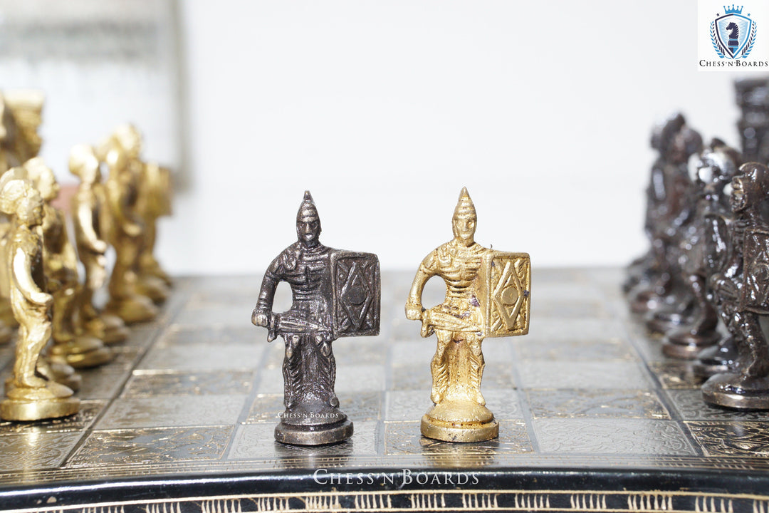 Collectible Premium Brass Chess Pieces, Antique Showpiece - Chess'n'Boards