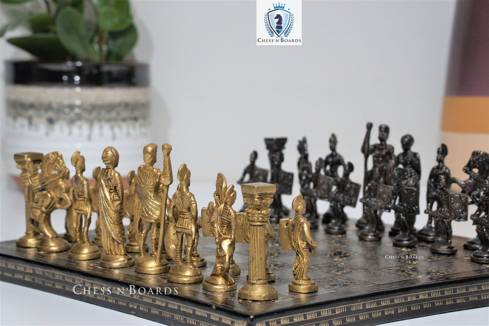 Collectible Premium Brass Chess Pieces, Antique Showpiece - Chess'n'Boards