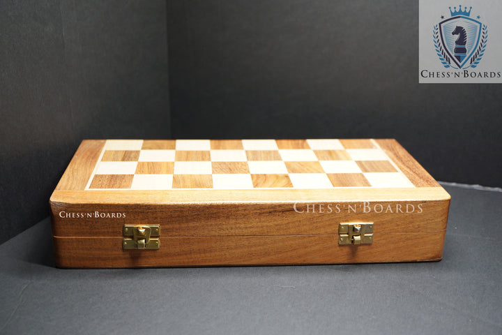 10" Folding Magnetic Travel Chess Set made of Golden Rosewood - Chess'n'Boards