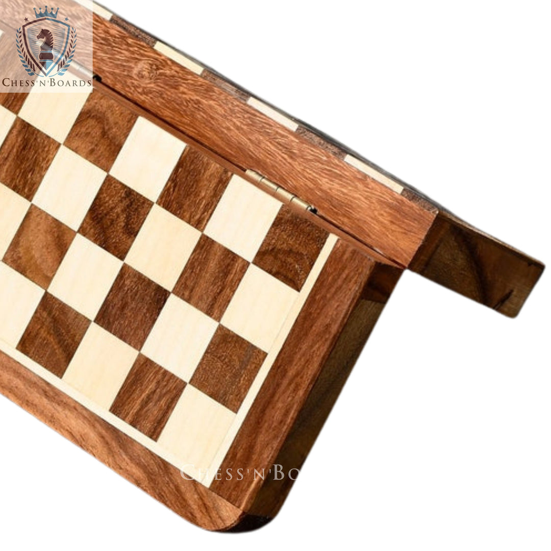 14" Traveling Magnetic Staunton Style Chess board Set with Storage - Chess'n'Boards