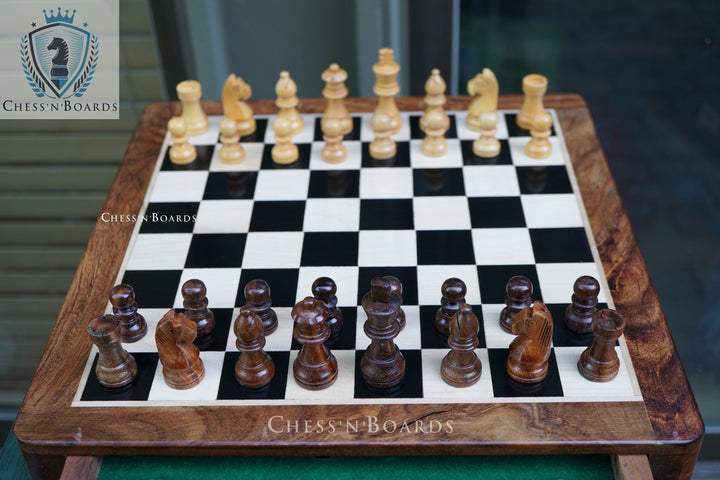 Indian Handmade Wooden Drawer Chess Board Set With Storage Drawer, 10 Inches - Chess'n'Boards