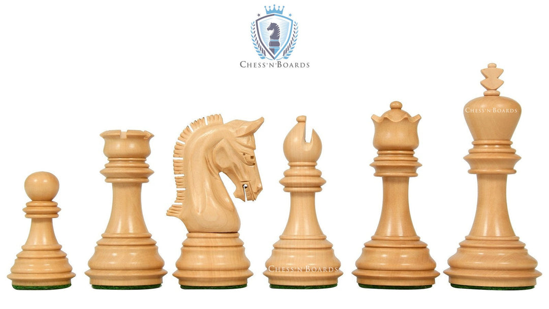 The Imperial Weighted Chess Pieces in Ebony and Boxwood - 3.8" King - Chess'n'Boards