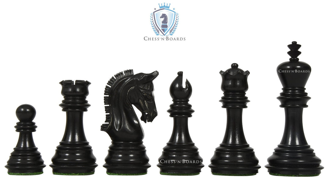 The Imperial Weighted Chess Pieces in Ebony and Boxwood - 3.8" King - Chess'n'Boards