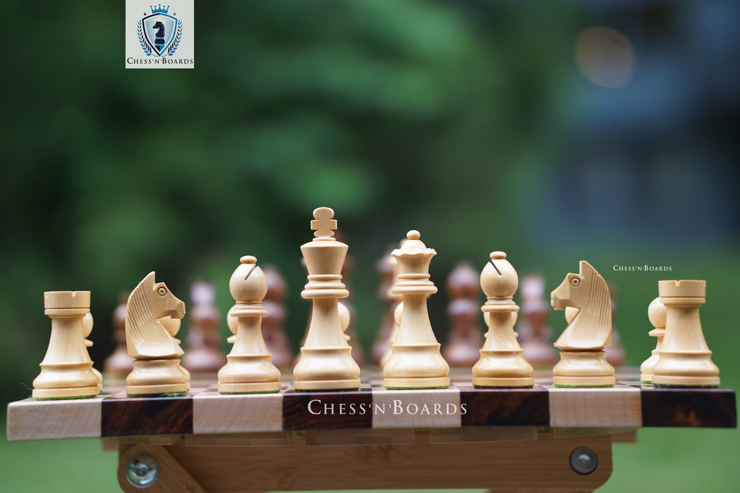 Combo Chess Set | Tournament Series Staunton Style German Knight Chess Pieces with Walnut Board - Chess'n'Boards