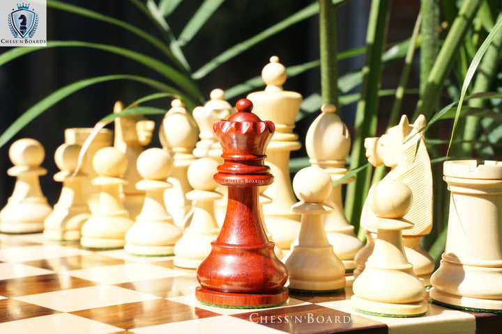 Combo Chess Set | Double-sided Modern Walnut Board with 1920 German Collector's Chess Pieces - Chess'n'Boards