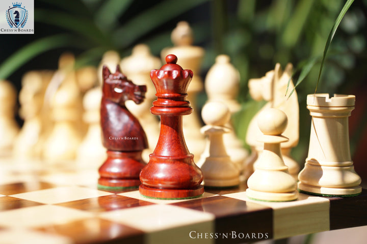 Combo Chess Set | Double-sided Modern Walnut Board with 1920 German Collector's Chess Pieces - Chess'n'Boards