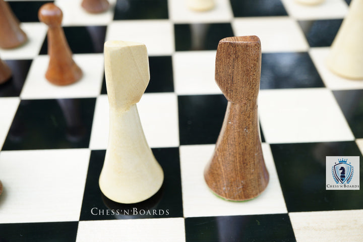 Combo Chess Set | Minimalist Style Danish Herman Ohme Chess Set in Rosewood with Ebony Board - Chess'n'Boards