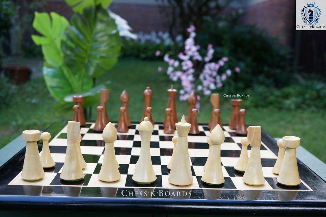 Combo Chess Set | Minimalist Style Danish Herman Ohme Chess Set in Rosewood with Ebony Board - Chess'n'Boards