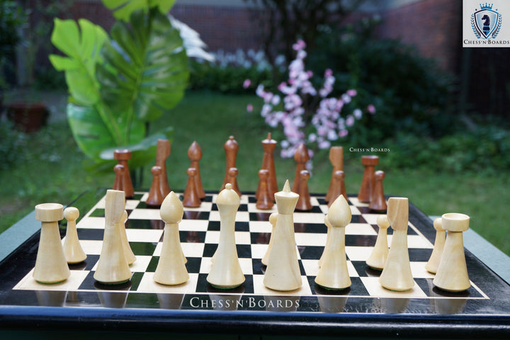 Combo Chess Set | Minimalist Style Danish Herman Ohme Chess Set in Rosewood with Ebony Board - Chess'n'Boards