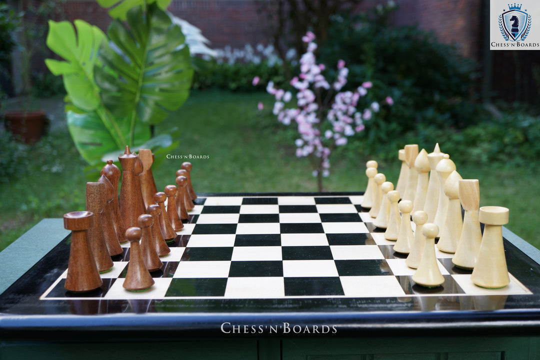 Combo Chess Set | Minimalist Style Danish Herman Ohme Chess Set in Rosewood with Ebony Board - Chess'n'Boards