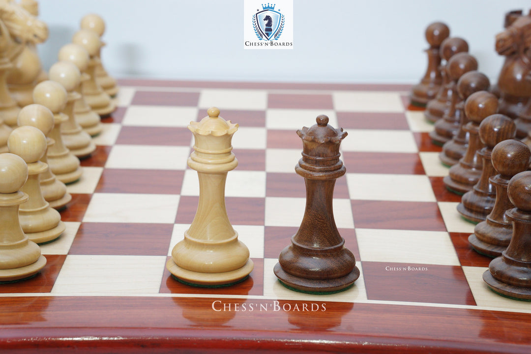 Combo Chess Set | Rio Staunton Series, Biggy Knight Sheesham Chess Set with Padauk Chess Board - Chess'n'Boards