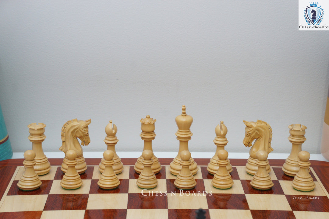 Combo Chess Set | Imperial Staunton Series Chess Set, Triple Weighted, King 3.8" with 19" Padauk Chess Board - Chess'n'Boards