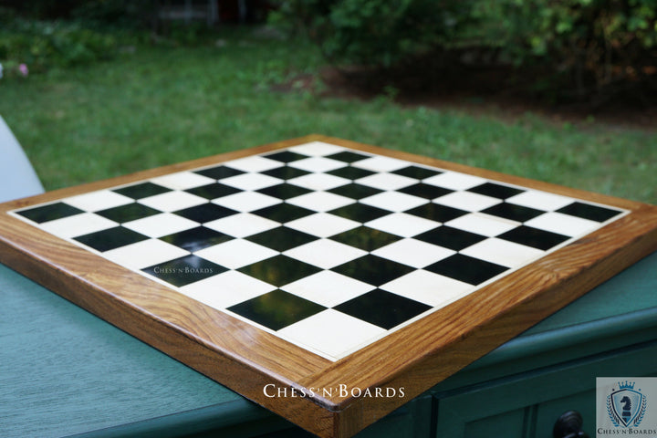 End Grain Finish, 16 Inch Ebony Chess Board | Flat Felted Chess Board - Chess'n'Boards