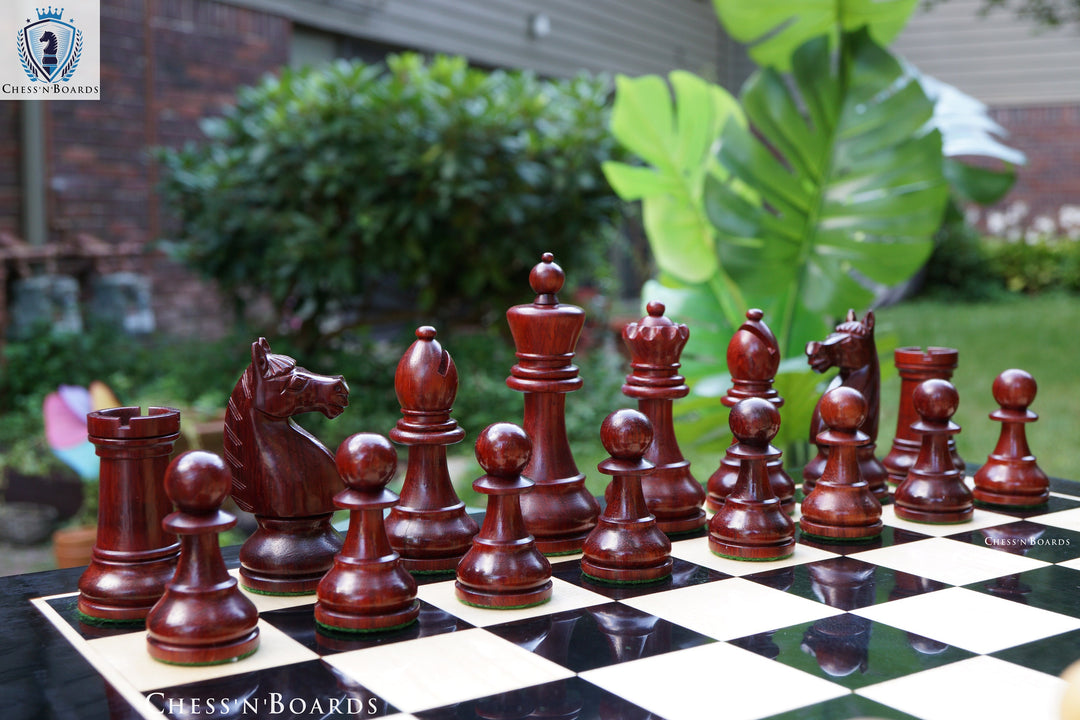 Combo Chess Set | 1920 German Collectors Reproduced Chess Set in Padauk with Ebony Board - Chess'n'Boards