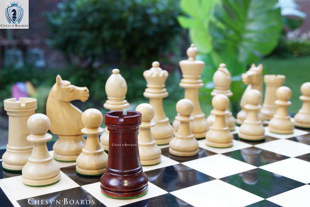 Combo Chess Set | 1920 German Collectors Reproduced Chess Set in Padauk with Ebony Board - Chess'n'Boards