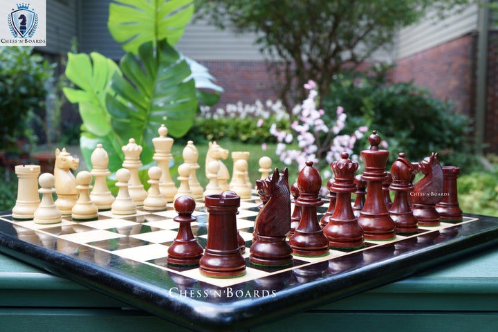 Combo Chess Set | 1920 German Collectors Reproduced Chess Set in Padauk with Ebony Board - Chess'n'Boards