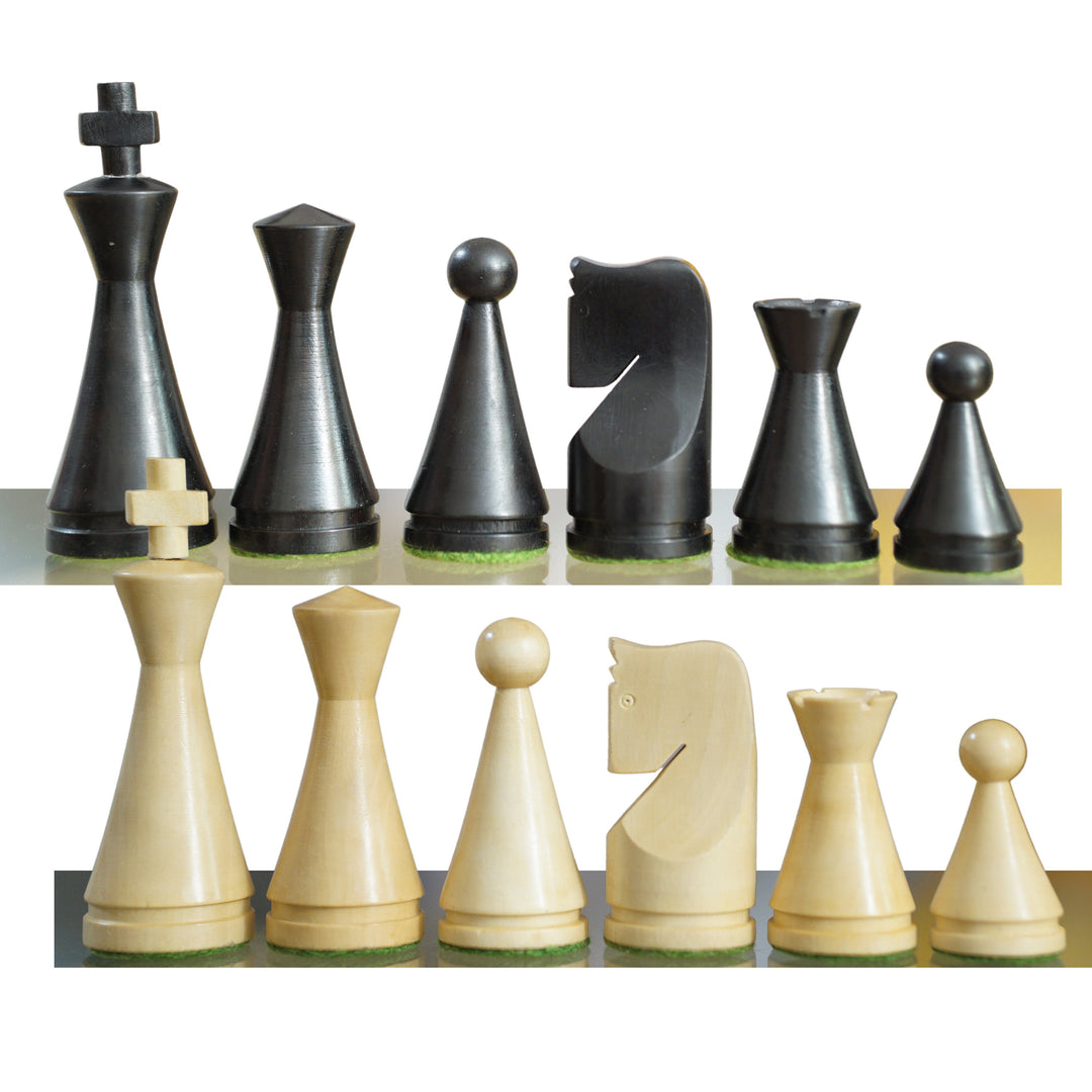 Ebonized Russian Poni Style Chess set Chess Pieces King 4" - Chess'n'Boards