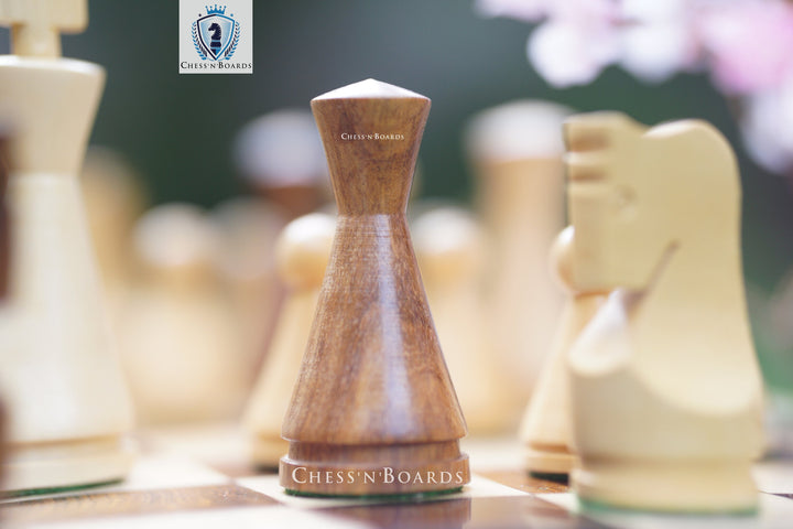 Russian Poni  Chess Pieces with Double Sided Modern Walnut: Maple Board - Chess'n'Boards