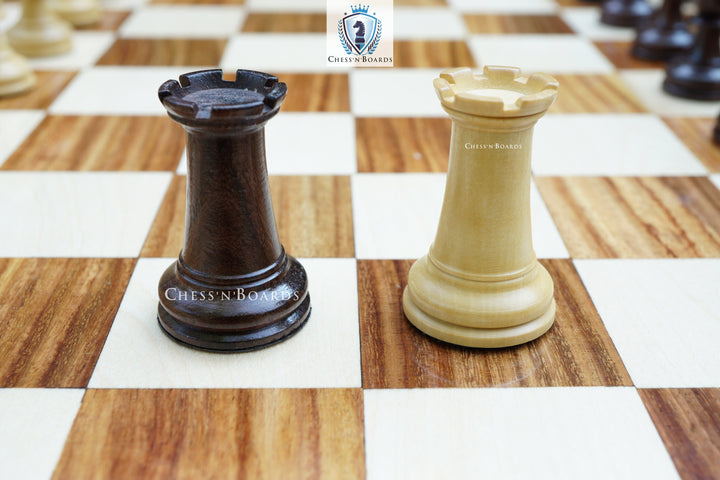 Combo Chess Set | Laughing Knight Staunton Series Leatherette Felted Rosewood Tournament Chessmen with Endgrain Board - Chess'n'Boards