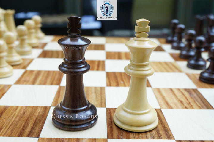 Combo Chess Set | Laughing Knight Staunton Series Leatherette Felted Rosewood Tournament Chessmen with Endgrain Board - Chess'n'Boards