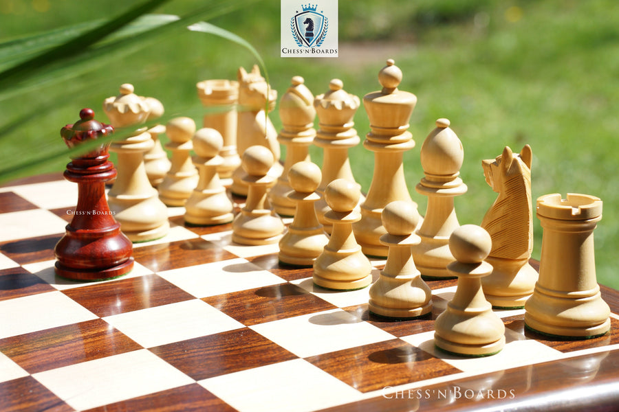 Combo Chess Set | 1920 German Collector's Chess Pieces with Anjan Wood Chess Board 19" - Chess'n'Boards