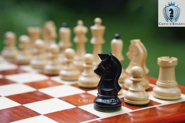 Combo Chess Set | Padauk Chess Board with New 1950 Dubrovnik Bobby Fischer Reproduced Chess Pieces - Chess'n'Boards