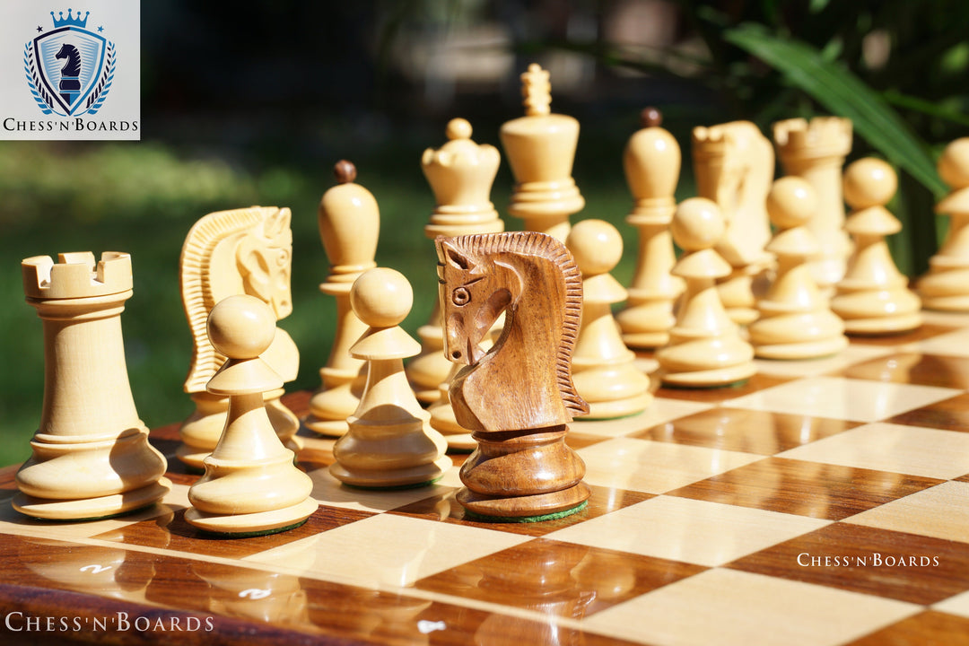 Combo Chess Set | 1950 Reproduced Russian Zagreb Chess Pieces in Rosewood with Rosewood Board - Chess'n'Boards