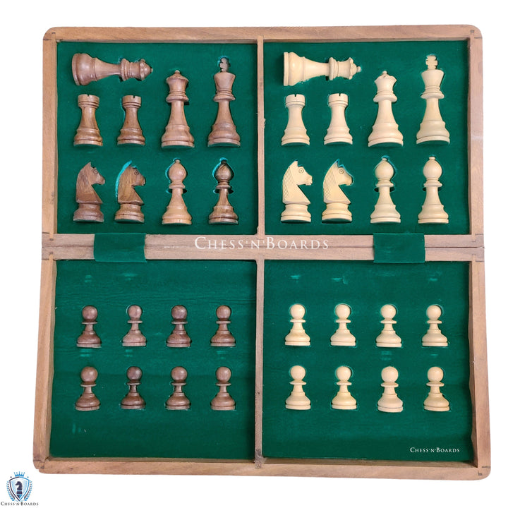 Traveling Magnetic Chess Set Handmade Staunton Sheesham Wood 18" with two Extra Queens - Chess'n'Boards