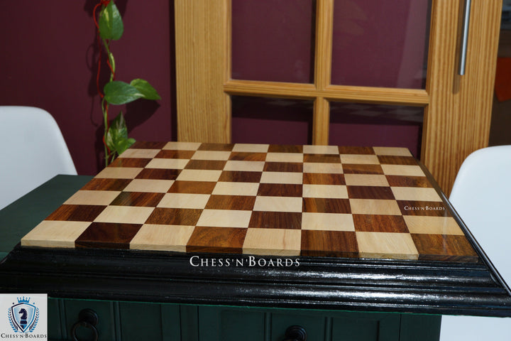 Tournament Size 25" Sheesham and Maple Chess Board with Molded Edge - Chess'n'Boards