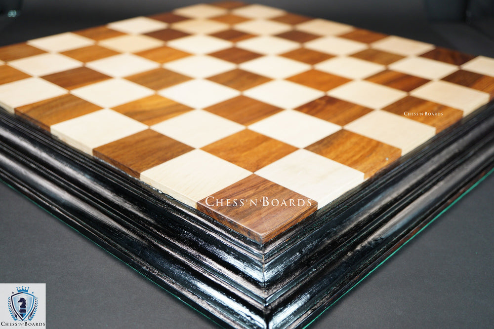 Tournament Size 25" Sheesham and Maple Chess Board with Molded Edge - Chess'n'Boards