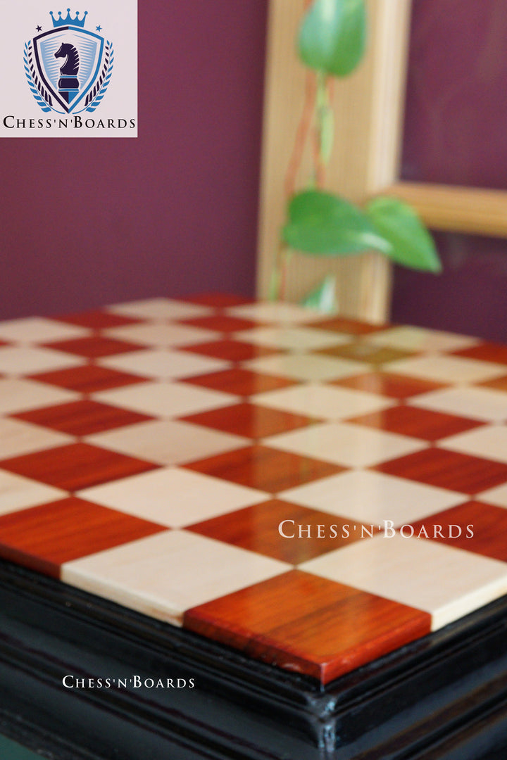 Tournament Style Premium Quality 25" Padauk and Maple Chess Board - Chess'n'Boards