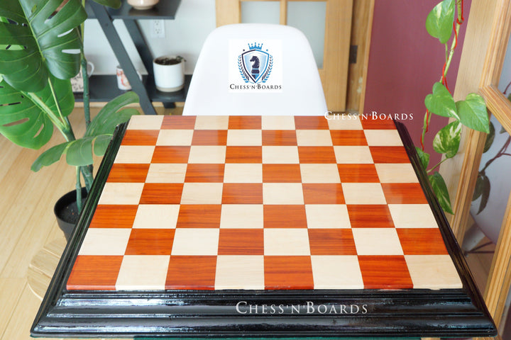 Tournament Style Premium Quality 25" Padauk and Maple Chess Board - Chess'n'Boards