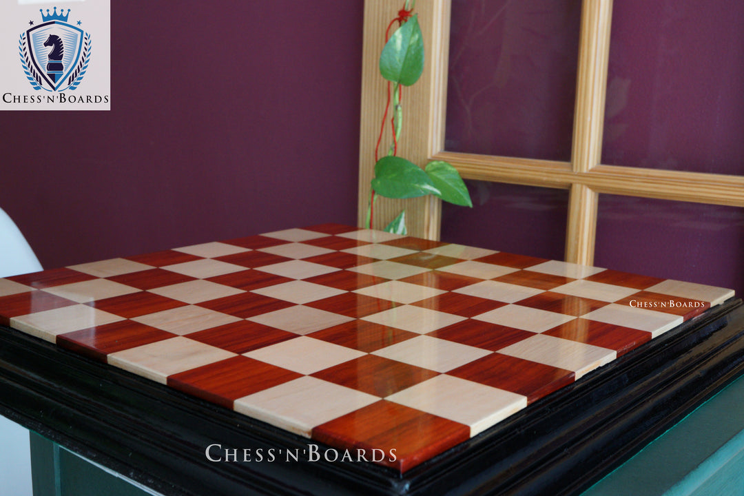 Tournament Style Premium Quality 25" Padauk and Maple Chess Board - Chess'n'Boards