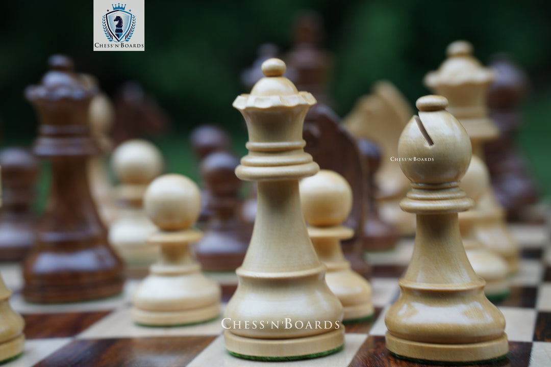 Combo Chess Set | Tournament Series Staunton Style German Knight Chess Pieces with Walnut Board - Chess'n'Boards
