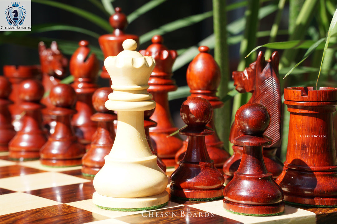 Combo Chess Set | Double-sided Modern Walnut Board with 1920 German Collector's Chess Pieces - Chess'n'Boards