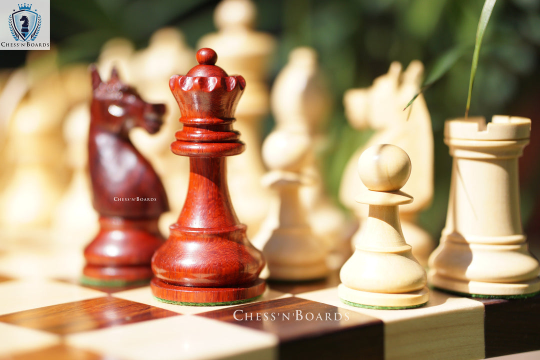 Combo Chess Set | Double-sided Modern Walnut Board with 1920 German Collector's Chess Pieces - Chess'n'Boards