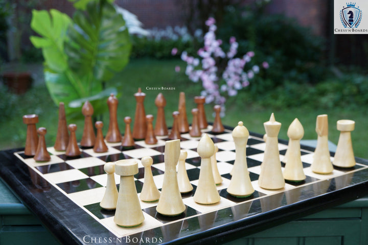 Combo Chess Set | Minimalist Style Danish Herman Ohme Chess Set in Rosewood with Ebony Board - Chess'n'Boards