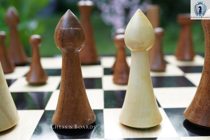 Combo Chess Set | Minimalist Style Danish Herman Ohme Chess Set in Rosewood with Ebony Board - Chess'n'Boards