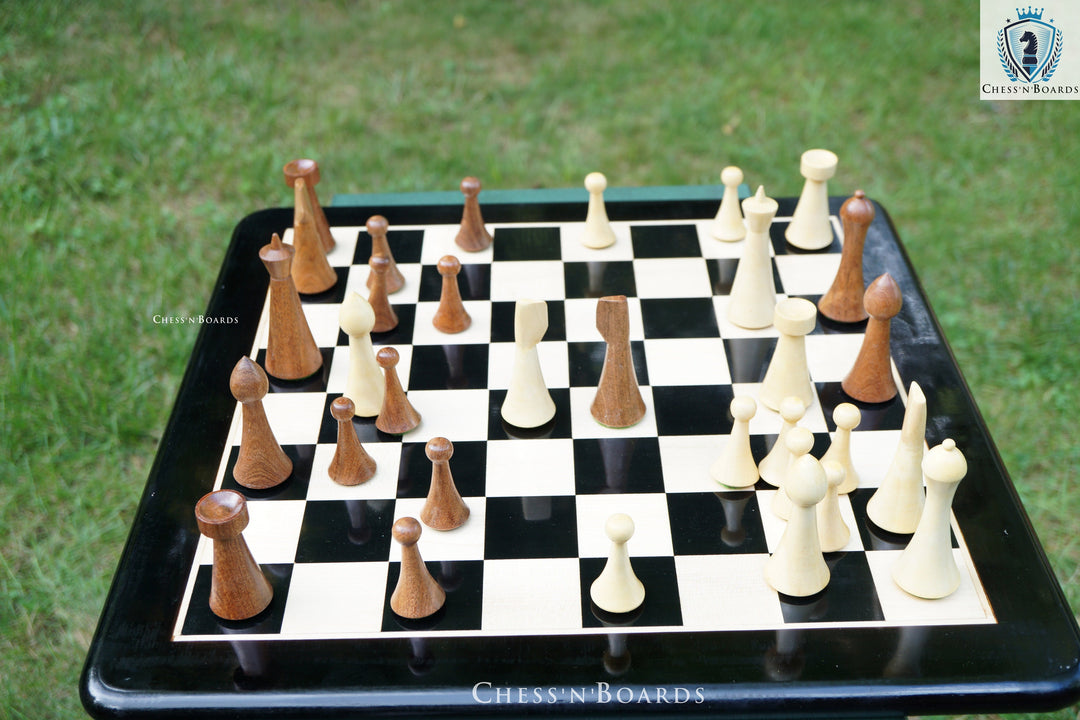 Combo Chess Set | Minimalist Style Danish Herman Ohme Chess Set in Rosewood with Ebony Board - Chess'n'Boards