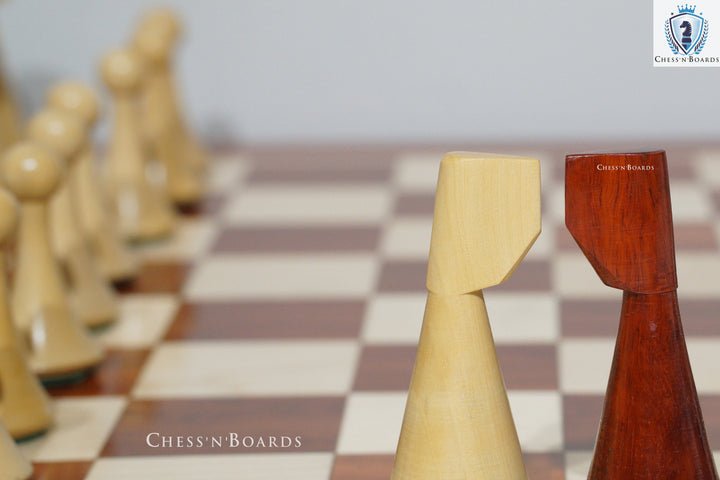 Combo Chess Set | Reproduced Hermann Ohme/Danish Modern/ Minimalist Style Chess Pcs with Padauk Chess Board - Chess'n'Boards