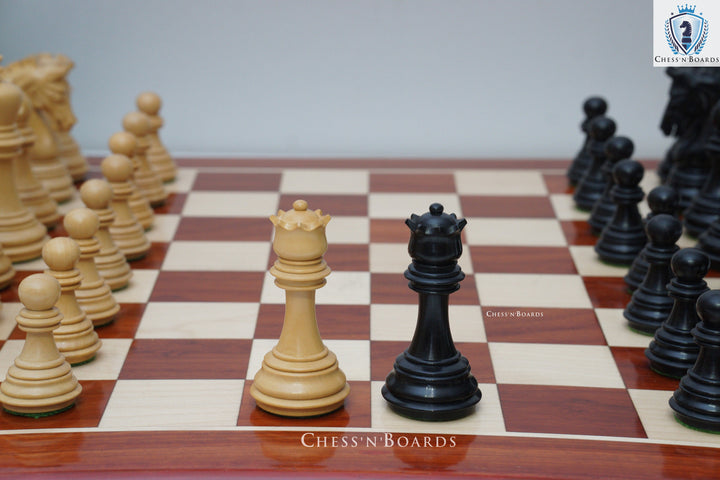 Combo Chess Set | Imperial Staunton Series Chess Set, Triple Weighted, King 3.8" with 19" Padauk Chess Board - Chess'n'Boards