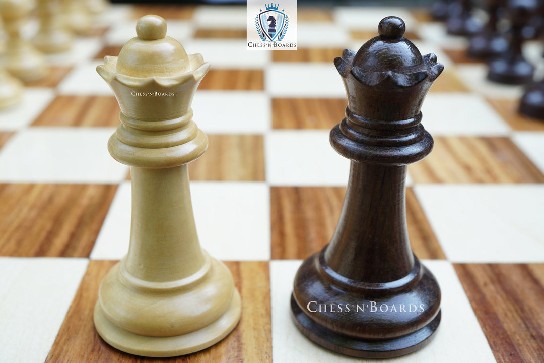 Combo Chess Set | Laughing Knight Staunton Series Leatherette Felted Rosewood Tournament Chessmen with Endgrain Board - Chess'n'Boards