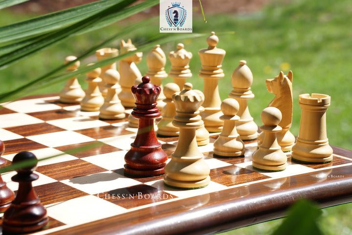 Combo Chess Set | 1920 German Collector's Chess Pieces with Anjan Wood Chess Board 19" - Chess'n'Boards