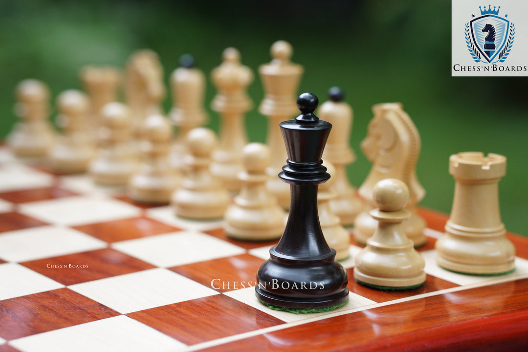 Combo Chess Set | Padauk Chess Board with New 1950 Dubrovnik Bobby Fischer Reproduced Chess Pieces - Chess'n'Boards